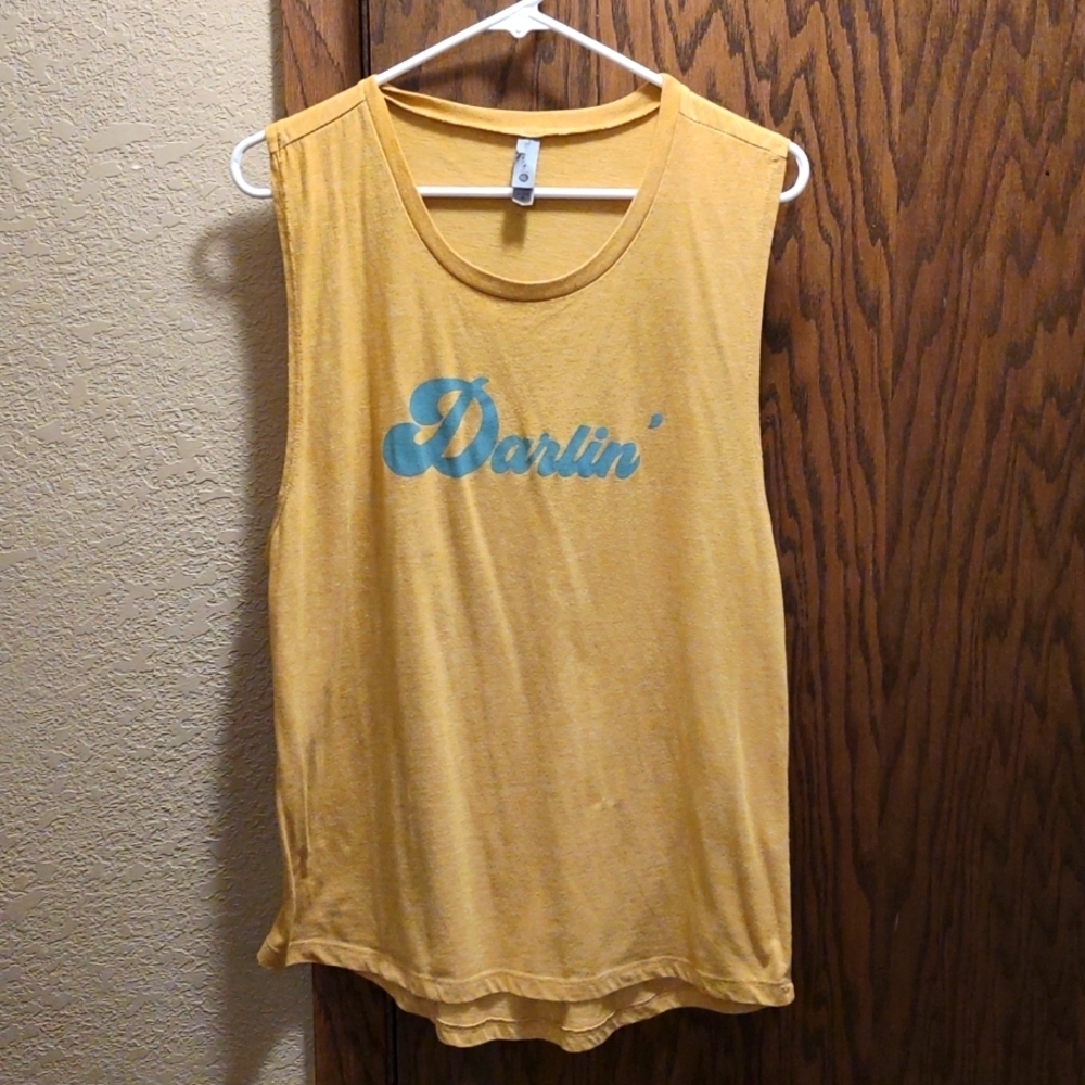 Mustard Yellow "Darlin'"Cuff Off Tank Top